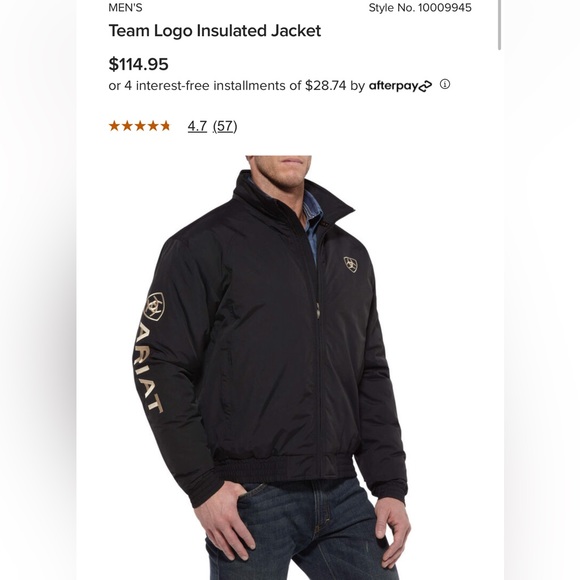 Ariat MEN'S Team Logo Insulated Jacket | Black and Gold - Picture 2 of 11